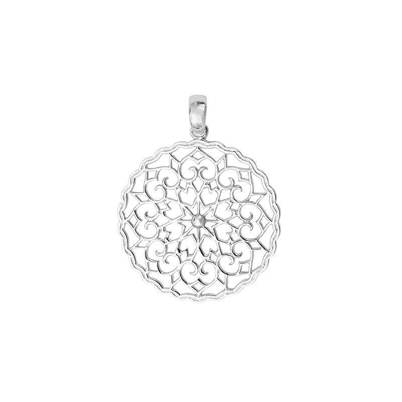 Pendentif motif rosace, argent 925/1000