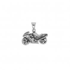 Pendentif moto argent 925/1000 vieilli