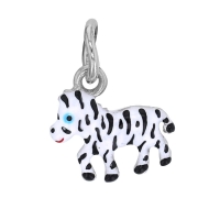 Pendentif noir et blanc, forme de zèbre en émail et argent 925/1000 rhodié