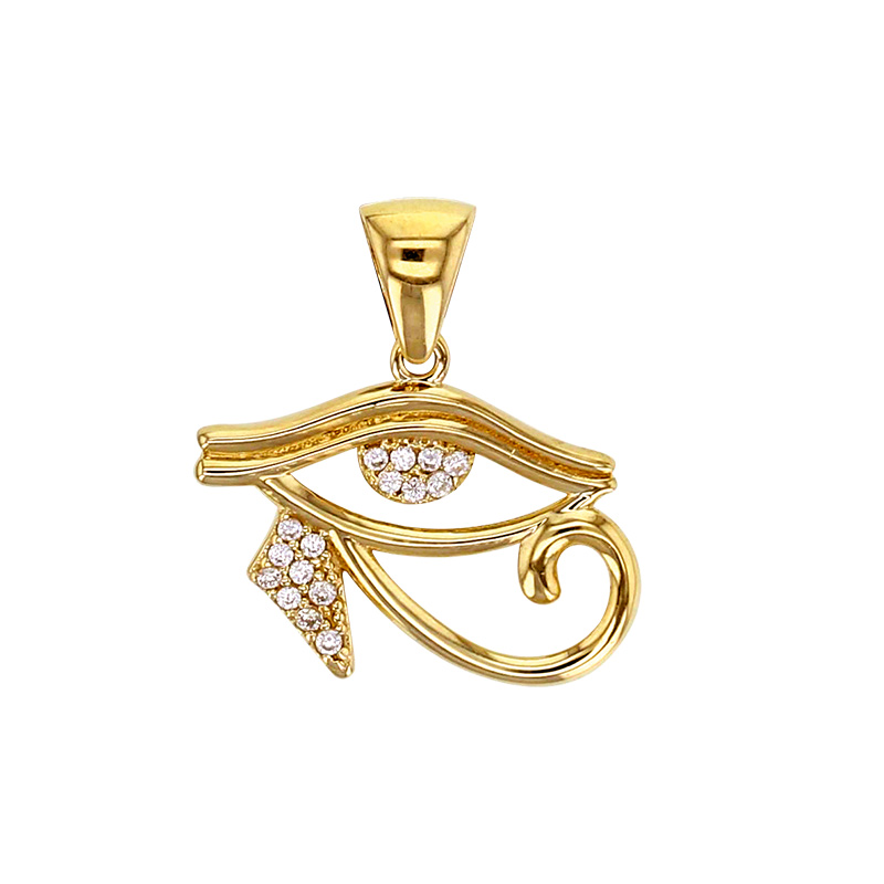 Pendentif oeil d’Horus avec oxydes, Or 375/1000