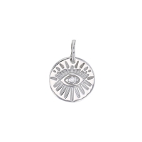 Pendentif oeil orné d'un oxyde central, argent 925/1000 platiné