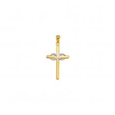 Pendentif Or 375/1000 en forme de croix avec symbole infini gris