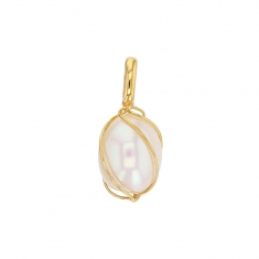 Pendentif Or 375/1000 et perle d'eau douce blanche forme poire