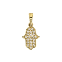 Pendentif Or 375/1000 orné de 22 oxydes - Main de Fatma