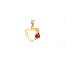 Pendentif or 750/1000 coeur avec une coccinelle