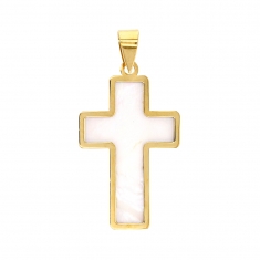 Pendentif Or 750/1000 et nacre motif croix