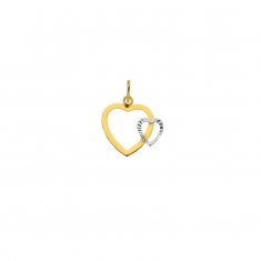 Pendentif Or 750/1000 motif grand coeur et petit coeur sur le côté