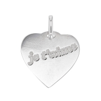 Pendentif Or blanc 375/1000 coeur avec inscription 'Je t'aime'