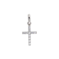 Pendentif Or blanc 375/1000 croix avec oxydes de zirconium