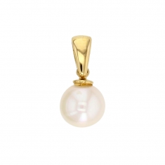 Pendentif Or blanc 375/1000 - perle d'eau douce ø6mm
