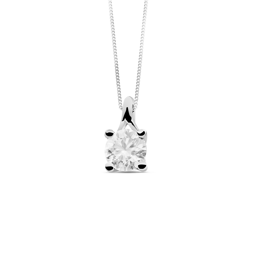 Pendentif Or blanc 750/1000, diamant synthétique 0,75ct GVS
