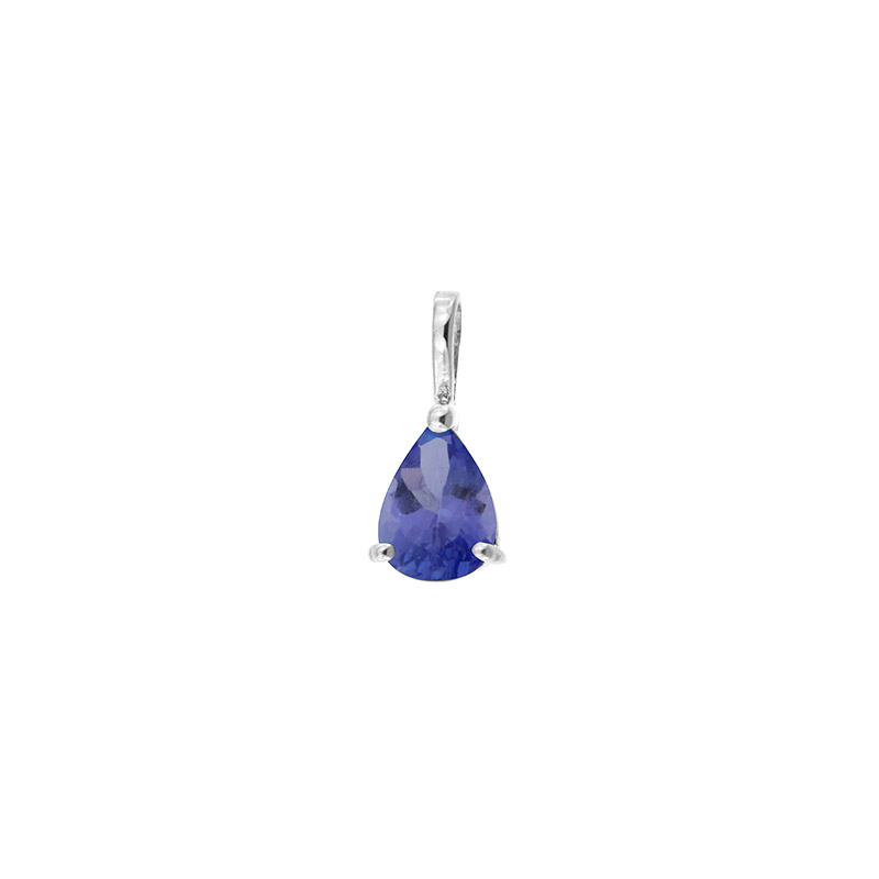 Pendentif Or blanc 750/1000 Tanzanite poire 7x5mm