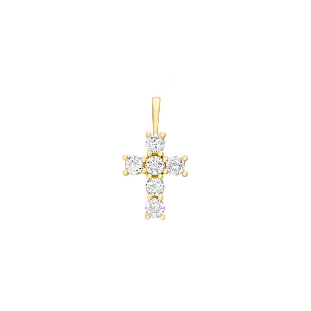 Pendentif Or 375/1000 croix avec Oxyde de zirconium