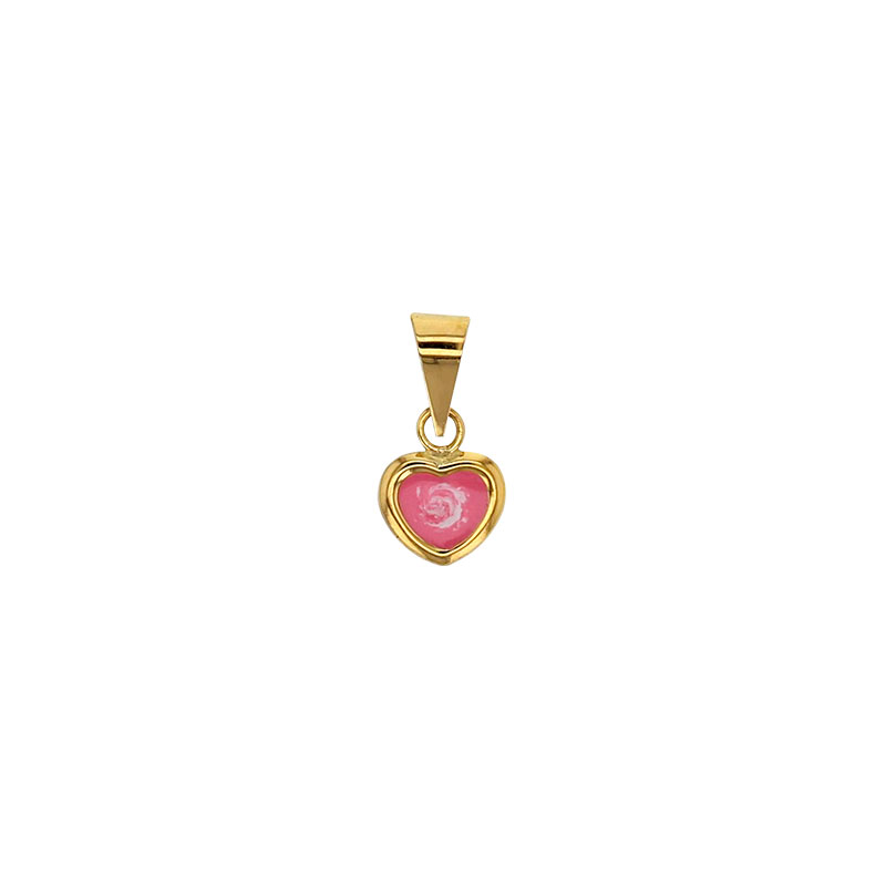 Pendentif or 750/1000 et émail rose - coeur