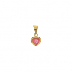 Pendentif or 750/1000 et émail rose - coeur