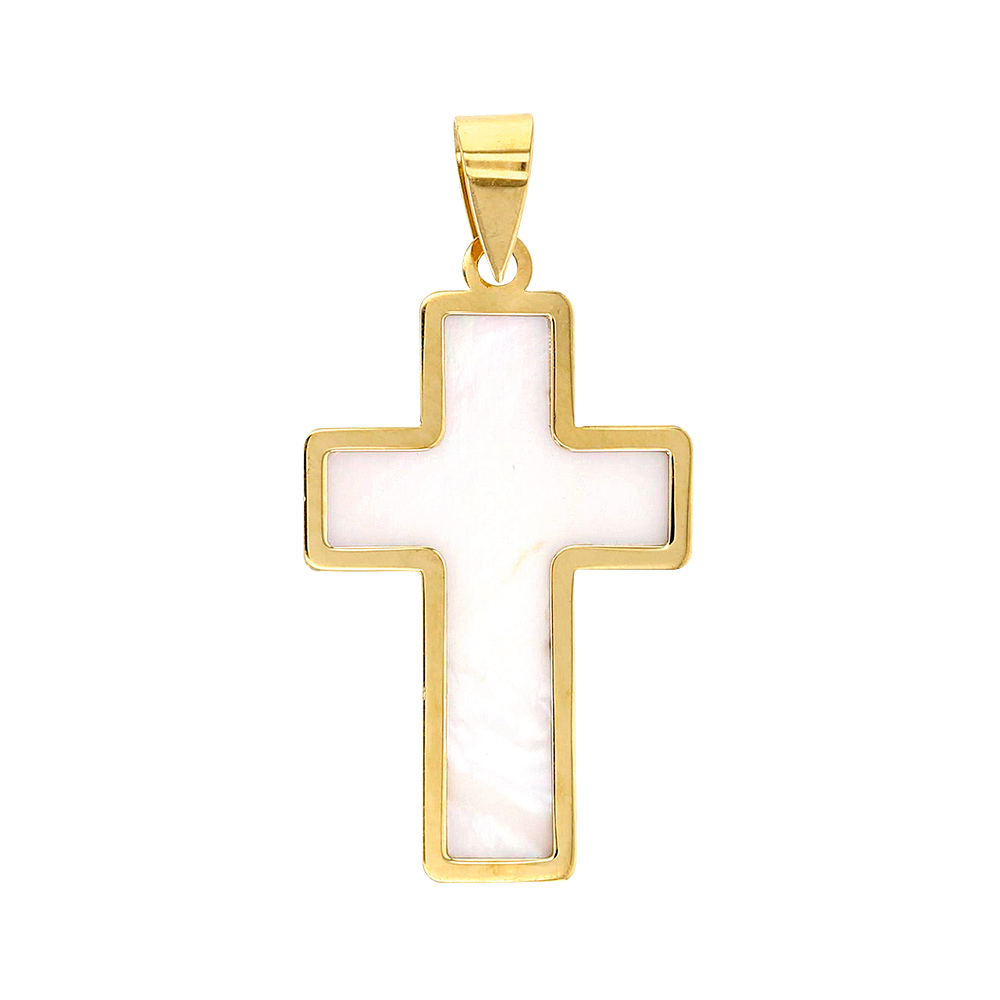 Pendentif Or 750/1000 et nacre motif croix