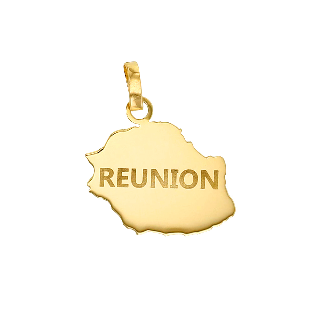 Pendentif Or 750/1000 Ile de la Réunion avec inscription