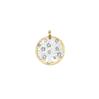Pendentif Or jaune et blanc 375/1000 et oxydes de zirconium - Arbre de Vie