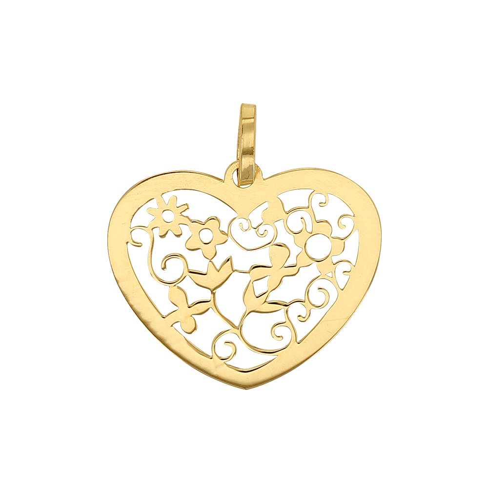 Pendentif Or 750/1000 motif coeur style Art Deco