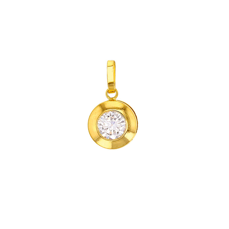 Pendentif Or 750/1000 rond  avec oxyde de zirconium (serti clos)