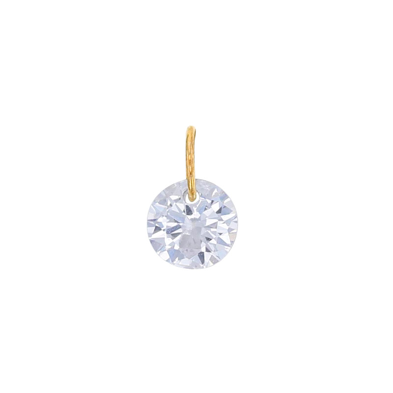 Pendentif oxyde percé 6mm, bélière Or 750/1000