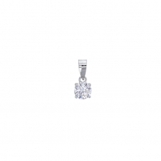Pendentif oxyde serti 4 griffes diam. 5mm, argent 925/1000 rhodié