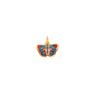 Pendentif papillon bicolore émaillé Or 750/1000