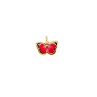 Pendentif papillon émail rouge Or 750/1000