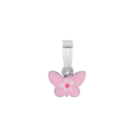 Pendentif papillon émaillé et argent rhodié