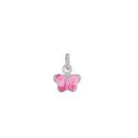 Pendentif papillon en Argent 925/1000 rhodié et émail rose