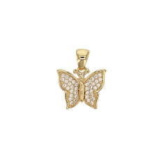 Pendentif papillon orné d'oxydes, Plaqué or