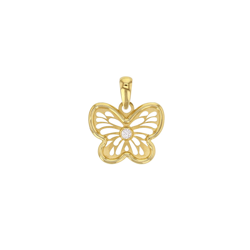 Pendentif papillon orné d'un oxyde Or 750/1000