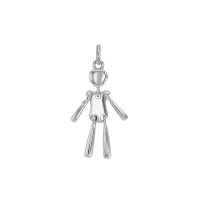 Pendentif personnage articulé, argent 925/1000 platiné