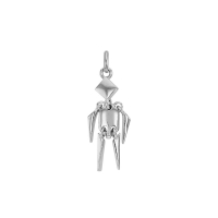 Pendentif personnage articulé tête losange, argent 925/1000 platiné