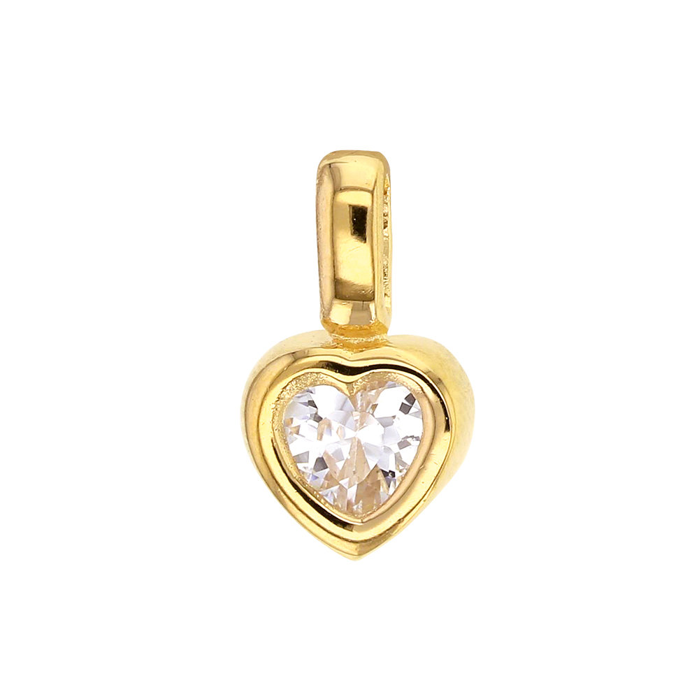 Pendentif petit coeur plaqué or et oxyde de zirconium serti