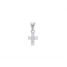 Pendentif petite Croix en argent 925/1000 avec oxydes de zirconium
