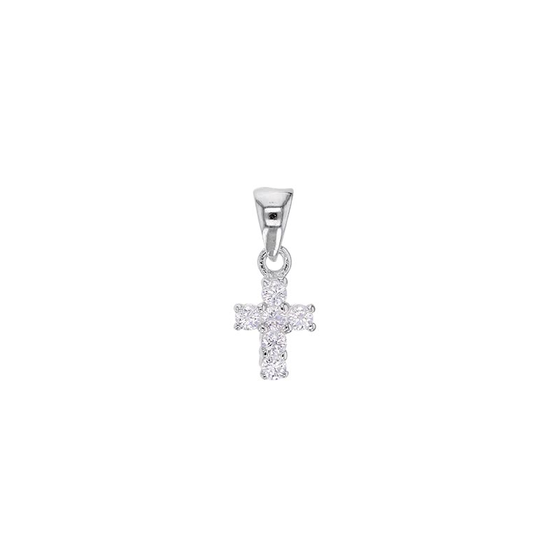 Pendentif petite Croix en argent 925/1000 avec oxydes de zirconium