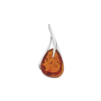 Pendentif pierre ovale Ambre et bélière en argent 925/1000 rhodié