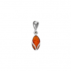 Pendentif pierre ovale d'ambre enveloppée d'argent 925/1000