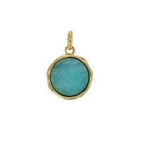 Pendentif Plaqué or forme irrégulière Amazonite véritable diam. 12mm