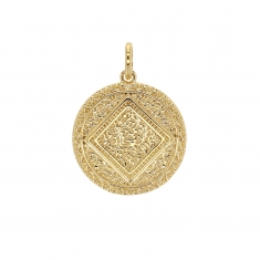 Pendentif Plaqué or rond motif Bohême 