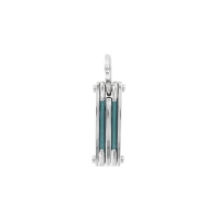 Pendentif rectangle acier et 2 cordons cuir de bovin turquoise