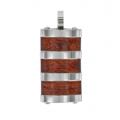 Pendentif rectangle en acier et bois