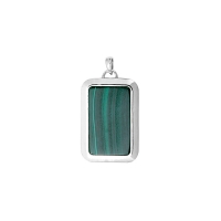 Pendentif rectangle malachite, argent 925/1000