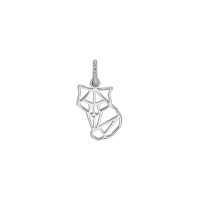 Pendentif renard en origami argent 925/1000 platiné