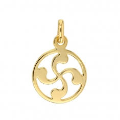 Pendentif rond ajouré Or 375/1000 - croix basque