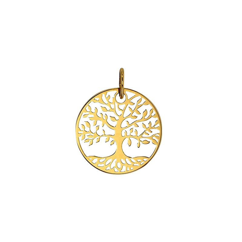 Pendentif rond ajouré Or 750/1000 motif arbre de vie