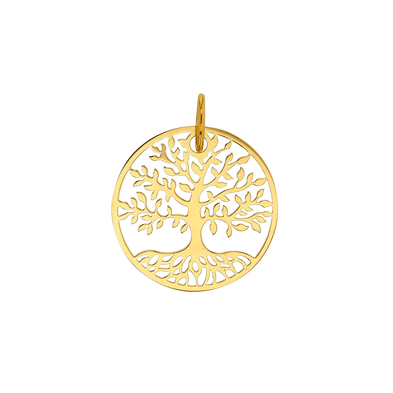 Pendentif rond ajouré Or 750/1000 motif arbre de vie
