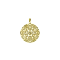 Pendentif rond arabesque en acier doré avec un cristal