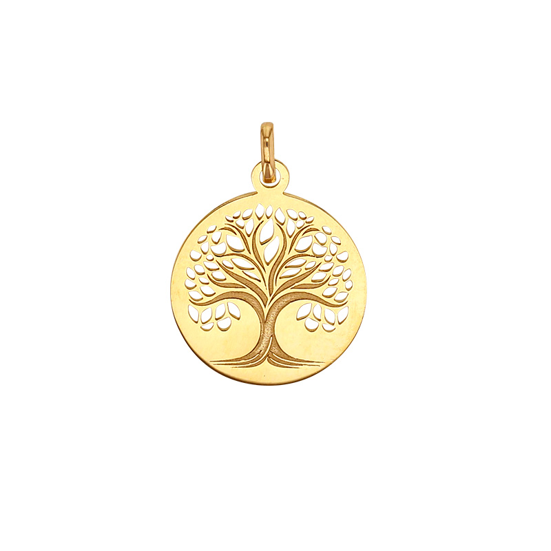 Pendentif rond arbre de vie ajouré en Or 750/1000